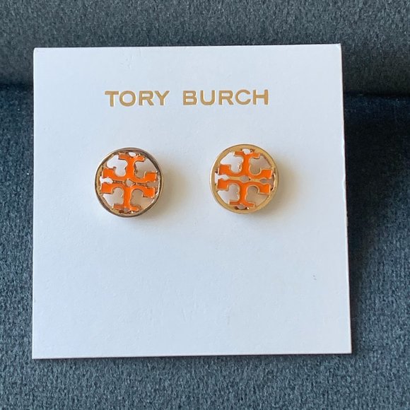 Tory Burch Jewelry - Tory Burch signature logo earrings orange